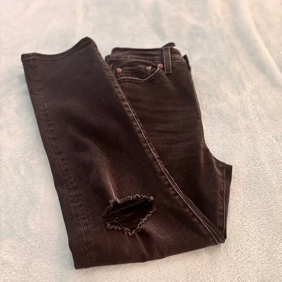 Levi's Wedgie Straight Black Jeans Size 28 - Picture 6 of 11